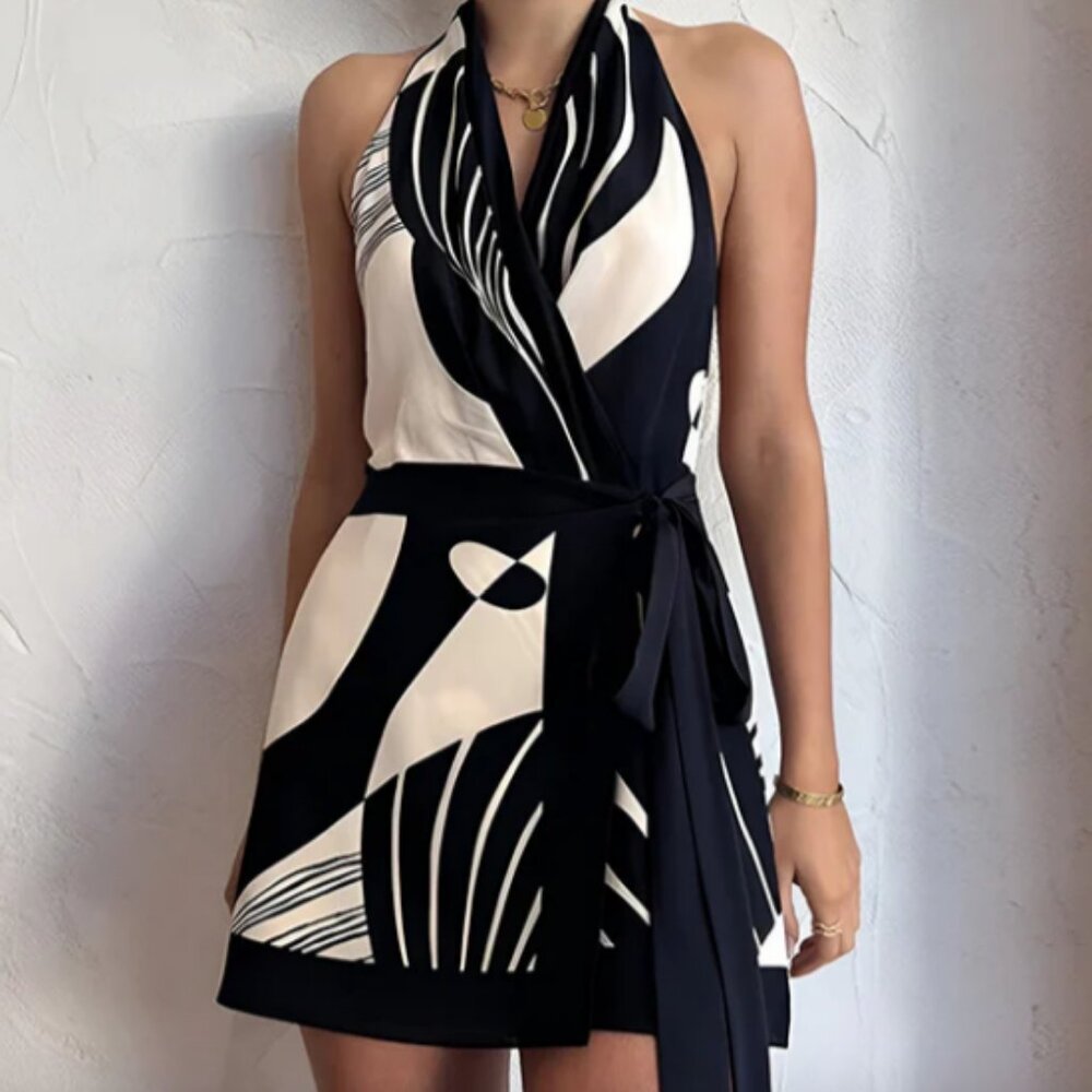 Commense Halter Belted Dress